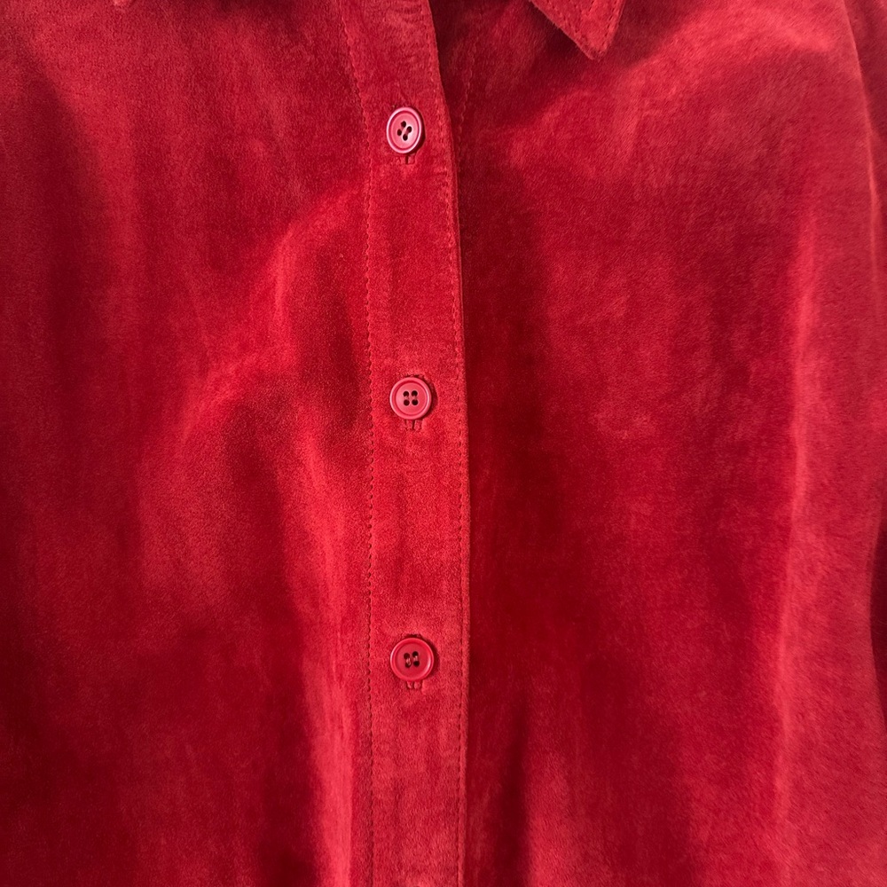 BAGATELLE red suede Shacket. - Picture 2 of 4